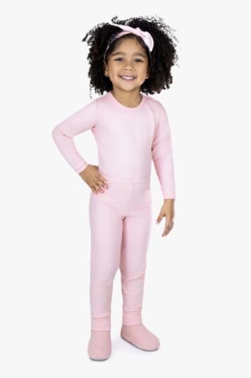 Conjunto de body rosa fleece thermo infantil